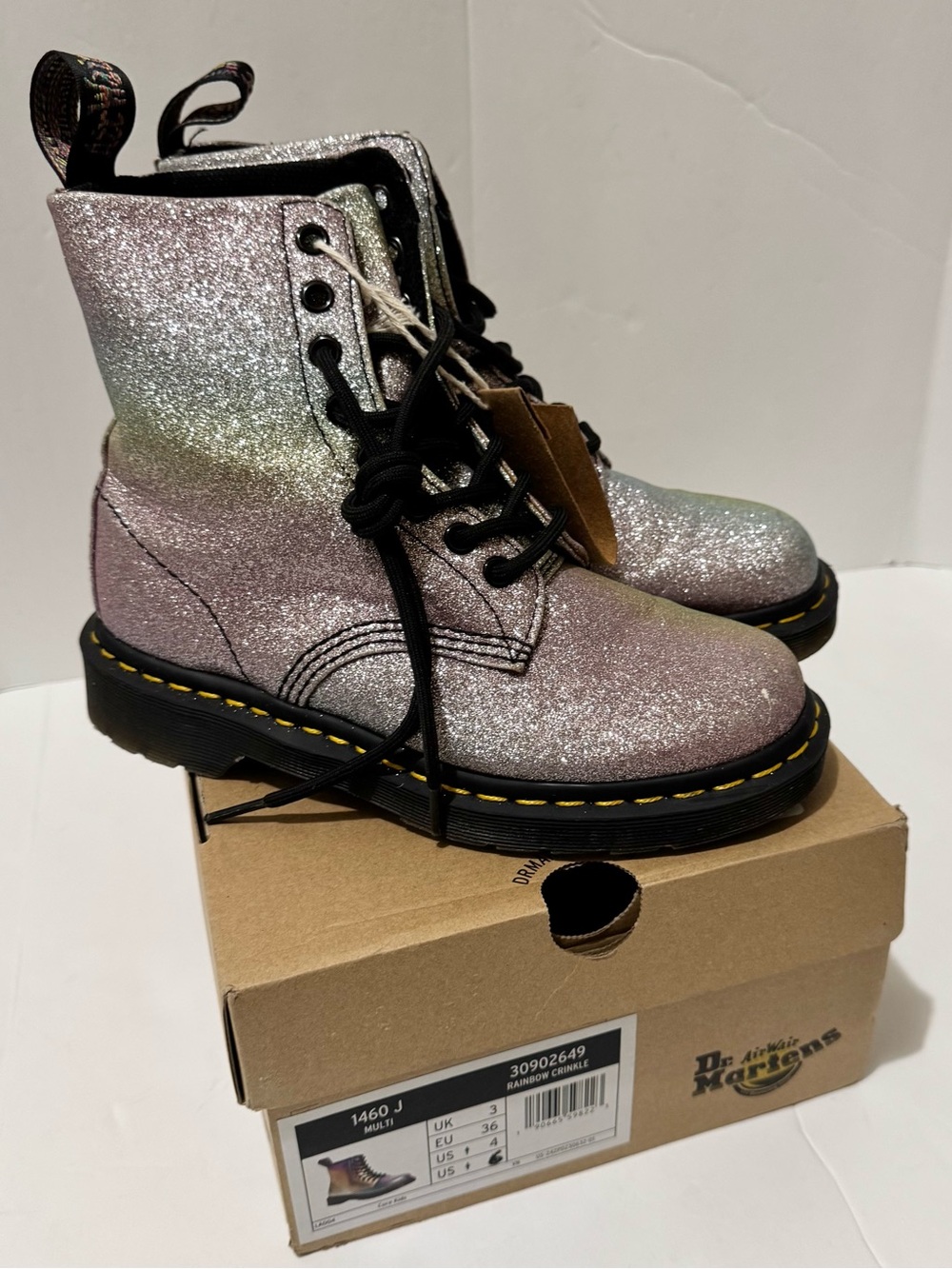Dr. Martens Glitter Rainbow 1460 Lace-Up Boots - Pink Multicolor size 6